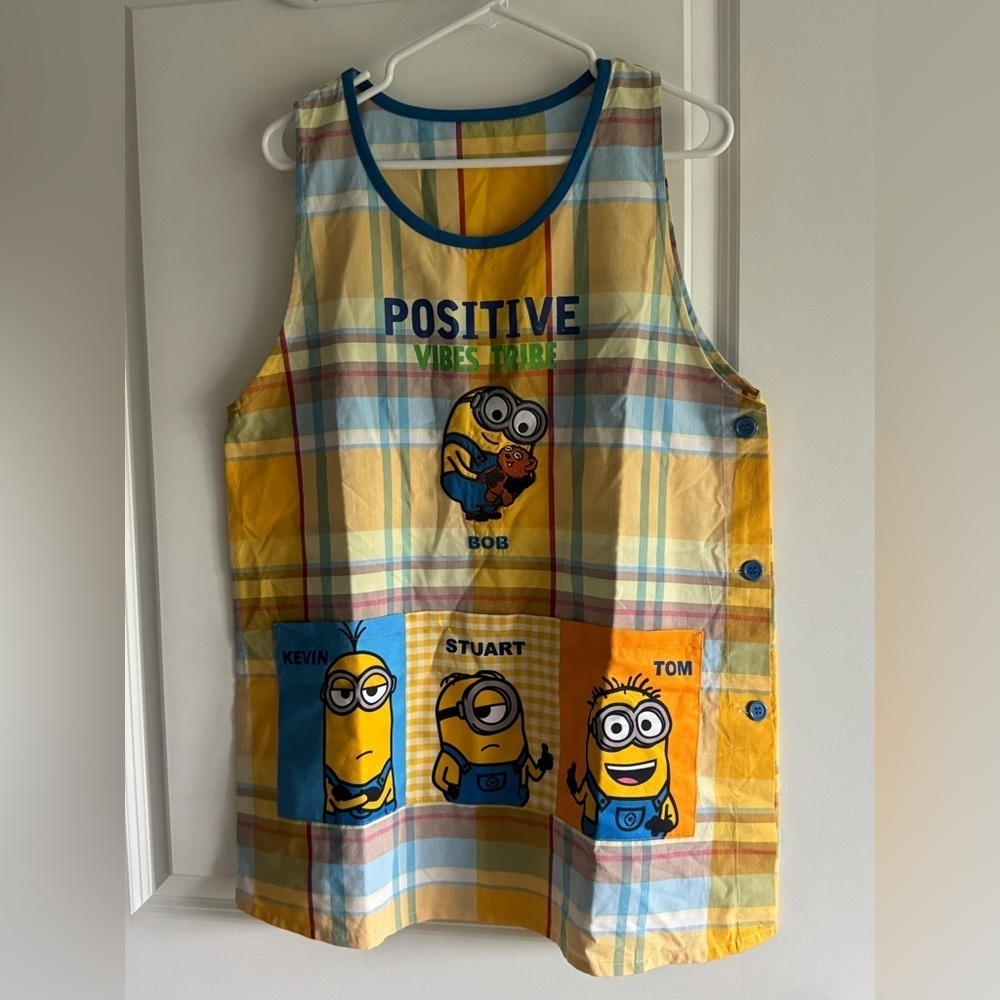 Minions Plaid Apron - Yellow and Blue